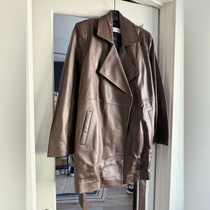 Nour Hammour Brown Leather Women's Jacket
